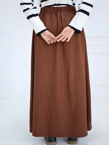 Linen High-Waisted A-Line Skirt