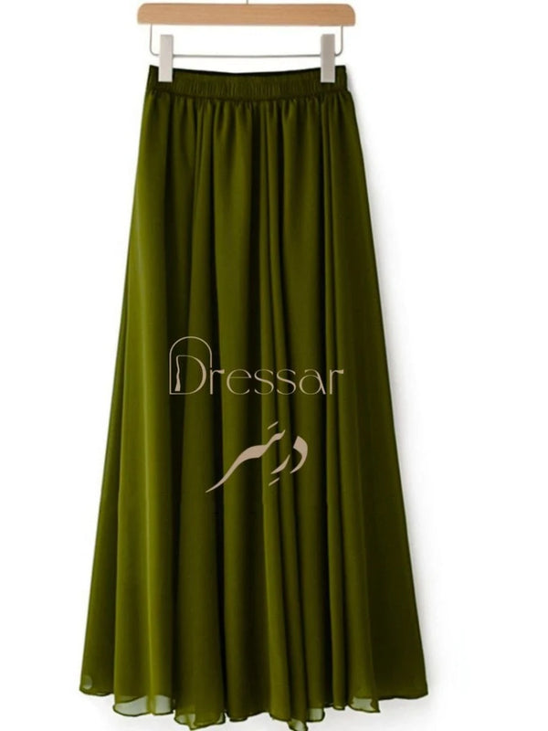 Olive Chiffon Skirt | جيبة شيفون زيتونية