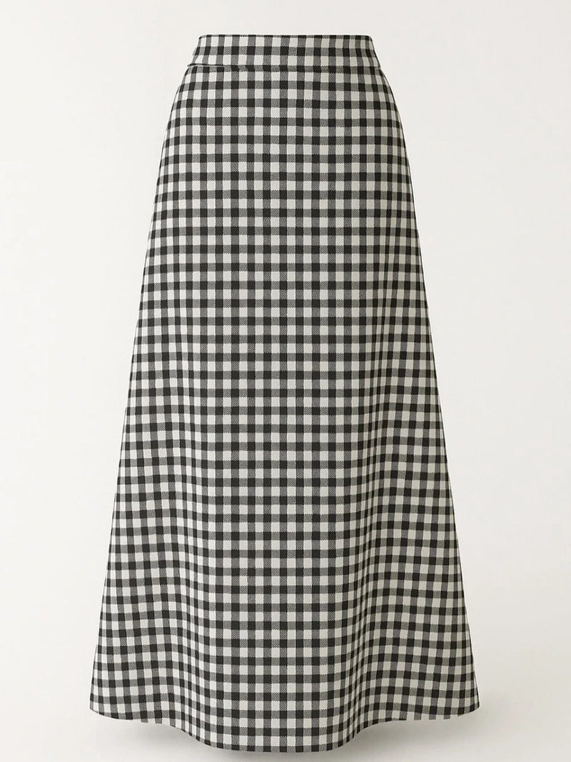 Black Striped Wool Skirt | جيبة صوف مقلّمة أسود وأبيض