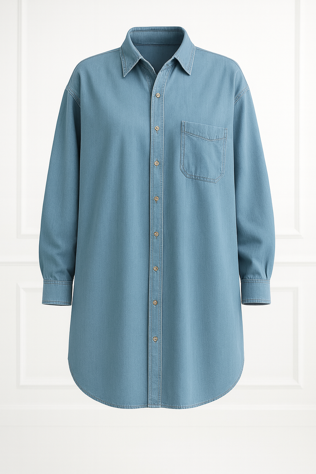 Long sleeve denim shirt baby blue