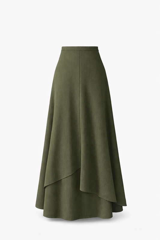 Maxi Skirt with Front Flounce Detail