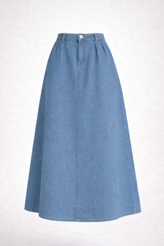 Pleated Baby Blue jeans skirt