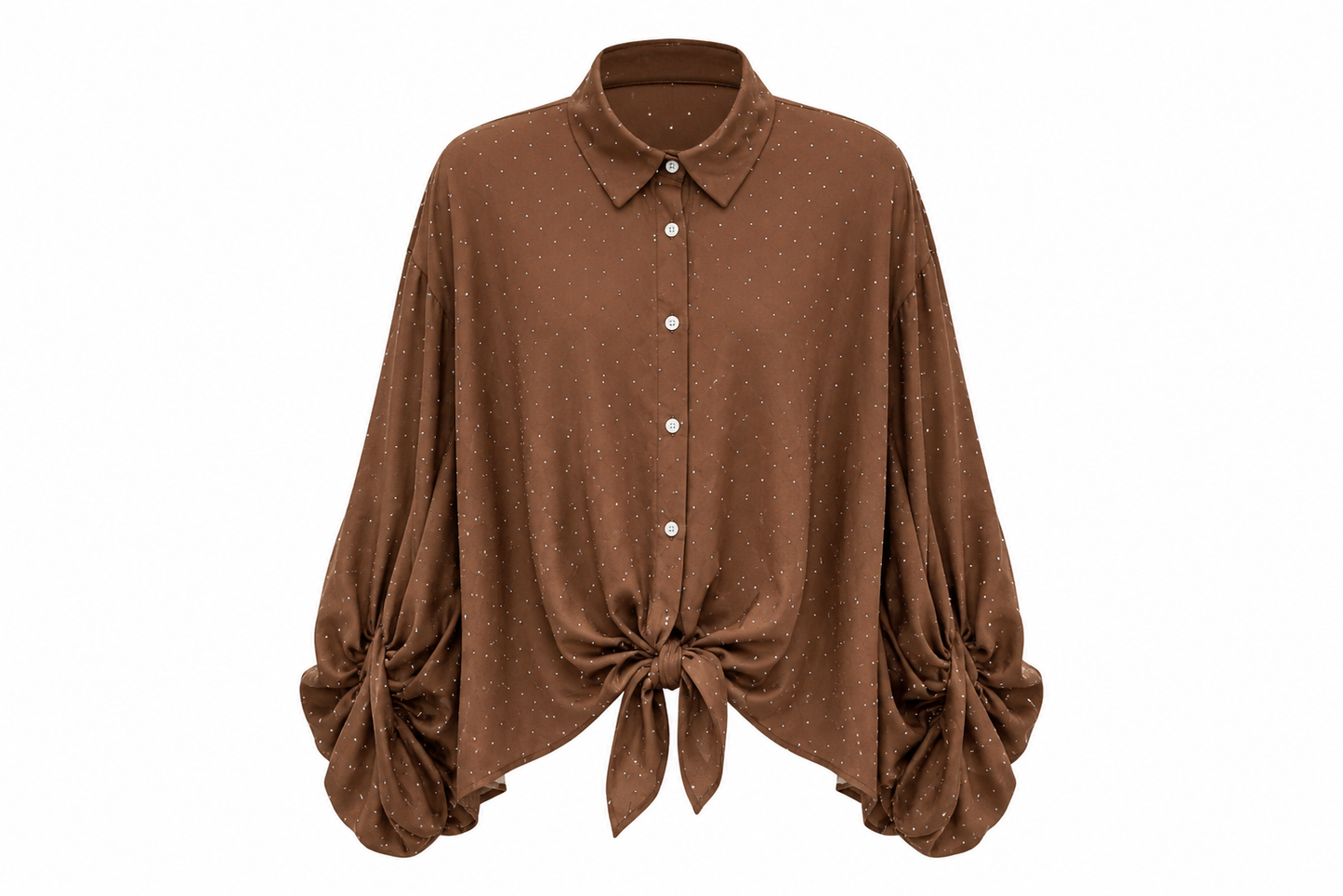 Polka Dot Tie-Front Blouse