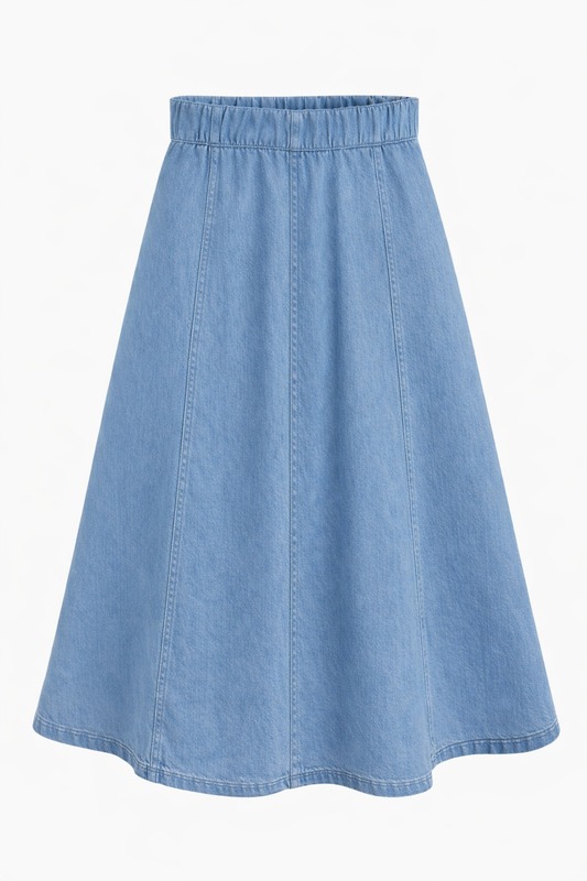 Sky blue cloche jeans skirt