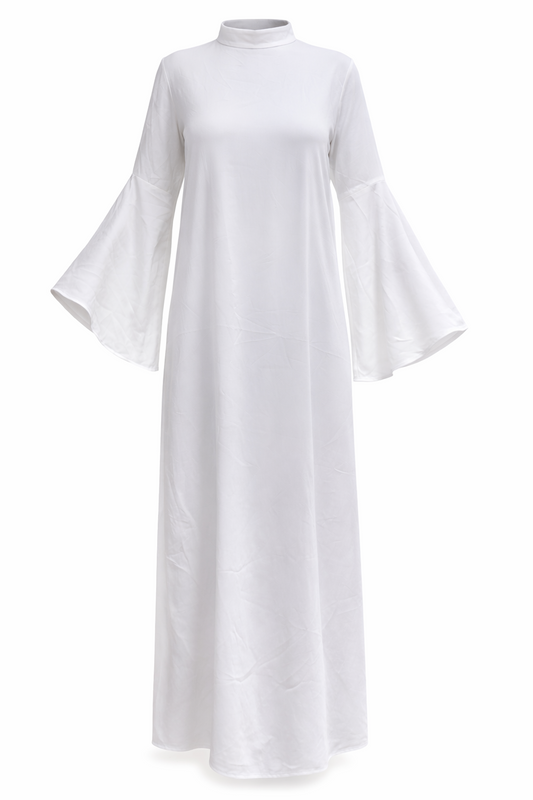 Off-White Basic Dress with Wide Sleeves