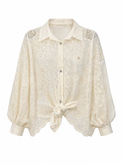 Embroidered Lace Blouse | بلوزة دانتيل مطرزة