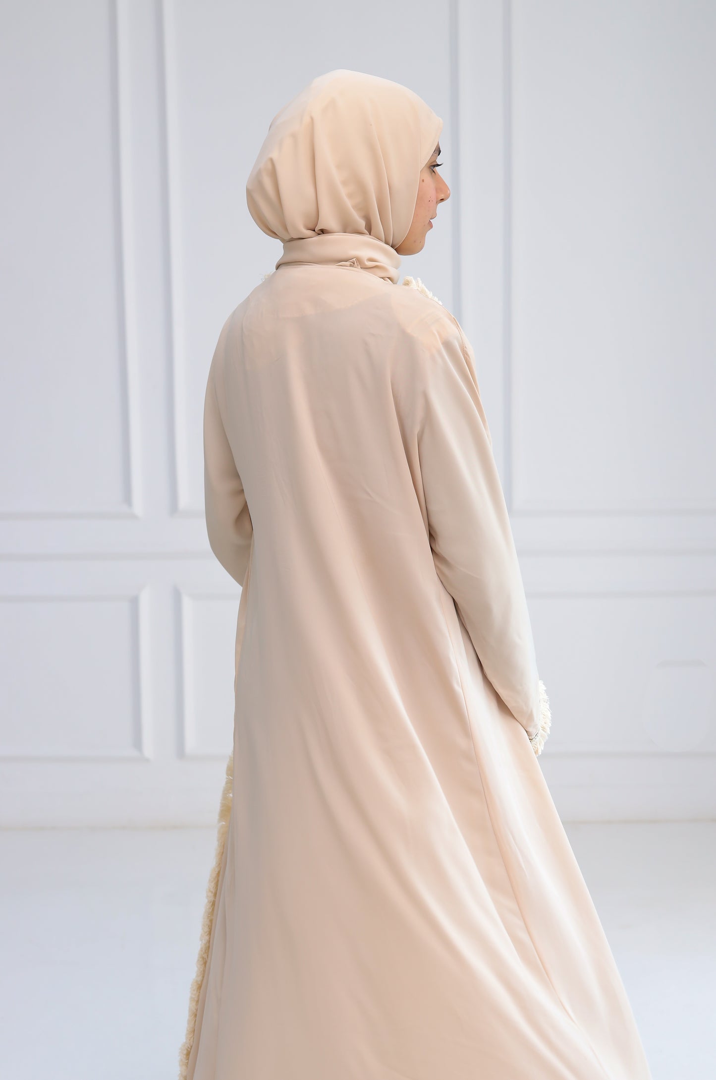 Beige abaya with cardigan