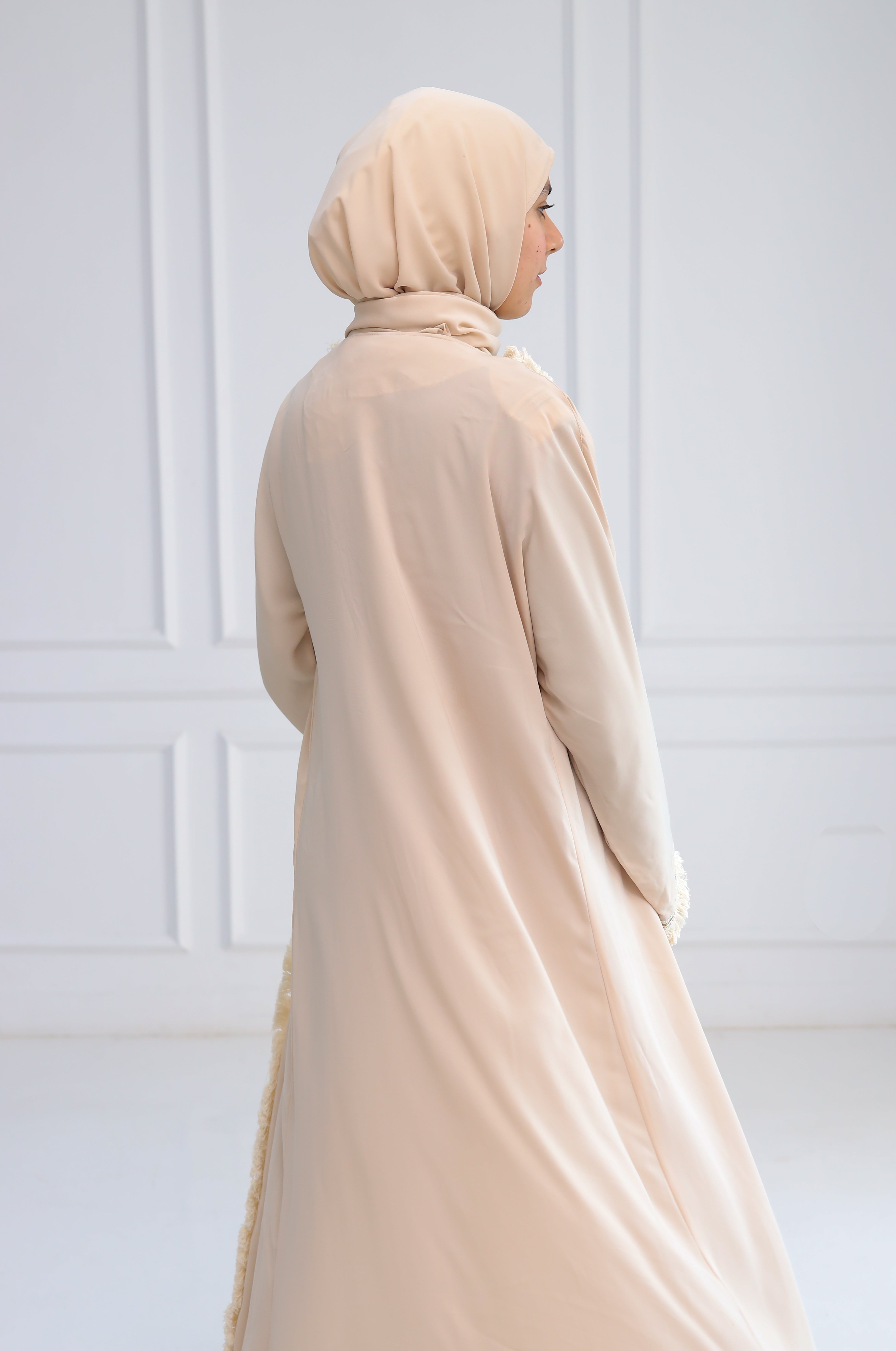 Beige abaya with cardigan