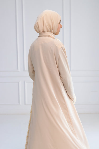 Beige abaya with cardigan