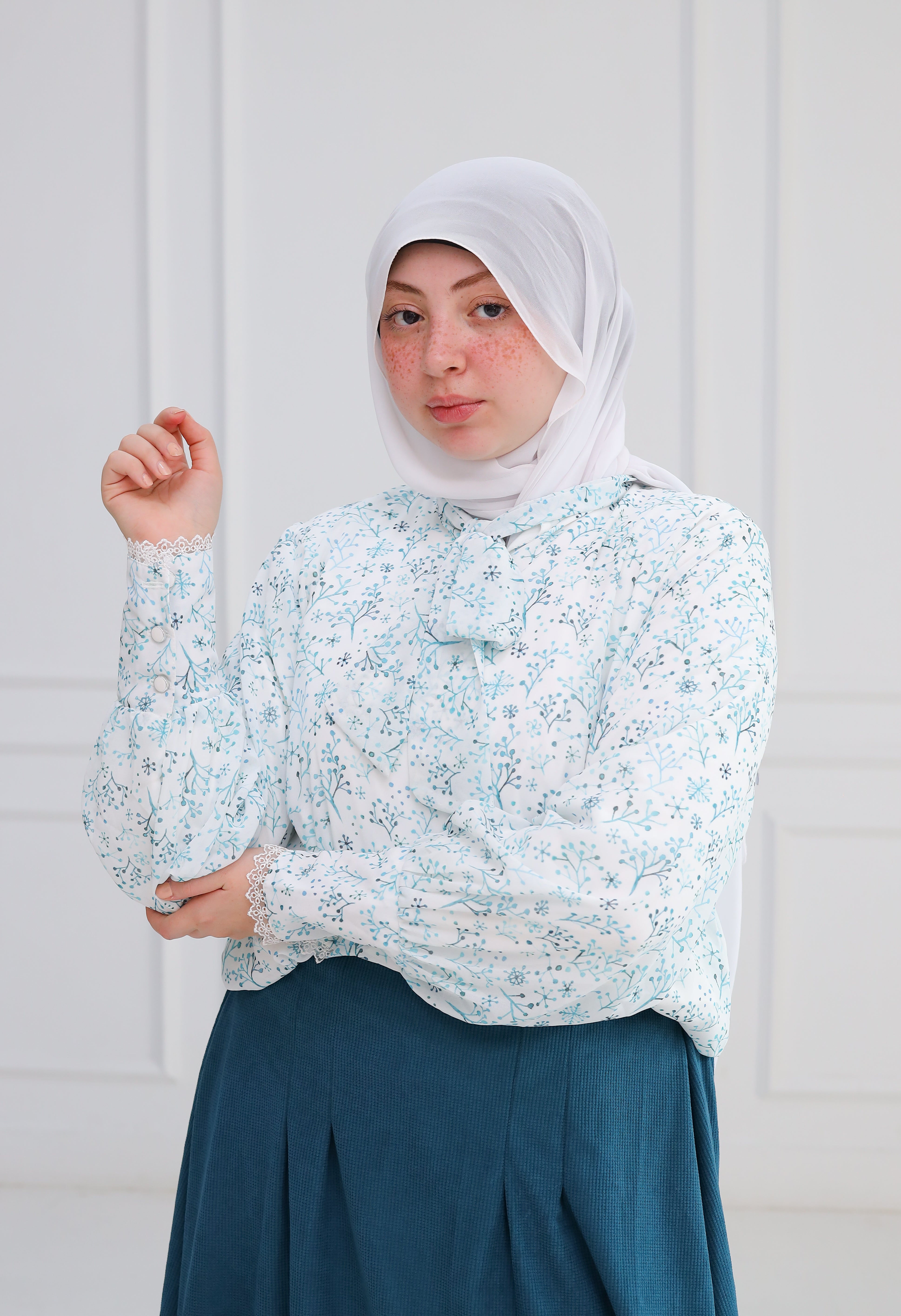 Petrol Floral Blouse