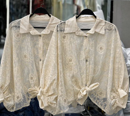 Embroidered Lace Blouse | بلوزة دانتيل مطرزة