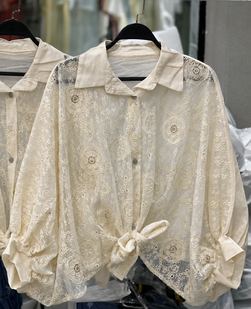 Embroidered Lace Blouse | بلوزة دانتيل مطرزة