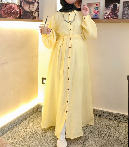 طقم الفستان الأصفر كامل | Yellow Shirt Dress Complete Set